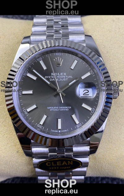 Rolex Datejust 41MM Cal.3135 Movement Swiss Replica Watch in 904L Steel / Grey Dial
