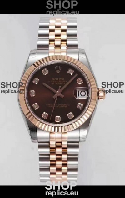 Rolex Datejust 31MM Cal.3135 Movement Swiss Replica Brown Dial Jubilee Strap - Ultimate 904L Steel Watch