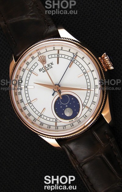 Rolex Cellini Moonphase Rose Gold REF# 50535 Swiss Replica Watch 