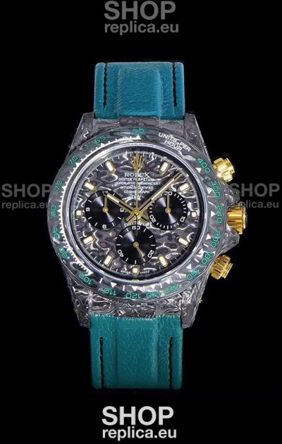 Rolex Daytona DiW Forged Cabon Casing 1:1 Mirror Replica Black Carbon Dial