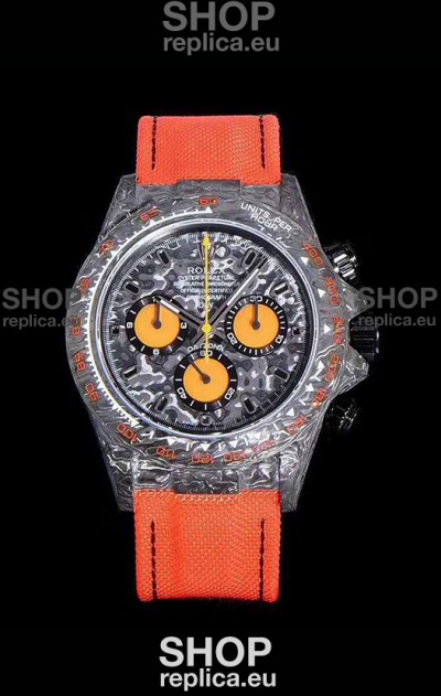 Rolex Daytona DiW Forged Cabon Casing 1:1 Mirror Replica Black Carbon Dial
