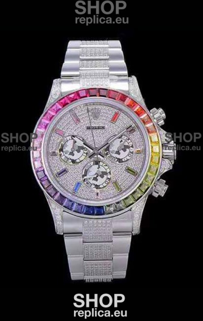 Rolex Daytona ICED OUT 904L Steel Casing Watch Original Cal.4130 Movement - 1:1 Mirror Replica