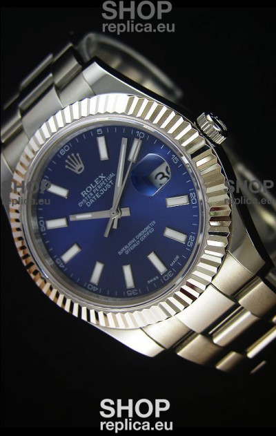 Rolex Datejust Japanese Replica Watch - Blue Dial in 41MM with Oyster Strap