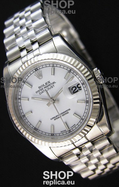 Rolex Datejust Japanese Replica Watch - White Dial in 36MM with Jubilee Strap