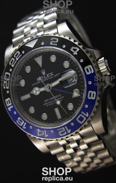 Rolex GMT Masters Batman Japanese Replica Movement Watch in Jubilee Strap 