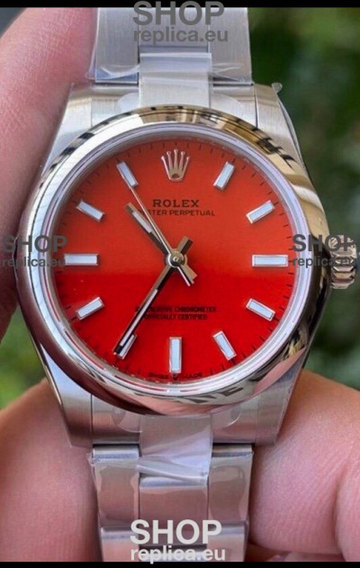 Rolex Oyster Perpetual REF#277200 31MM Swiss Movement Swiss Replica Red Dial 904L Steel 1:1 Mirror Replica Watch