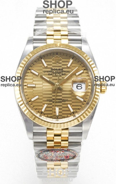 Rolex Super Clone Datejust ETA 3235 Movement 36MM Two Tone Yellow Gold Swiss Fluted Dial