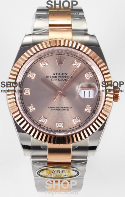 Rolex Super Clone Datejust ETA 3235 Movement 41MM Two Tone Rose Gold Plating Champange Dial Watch