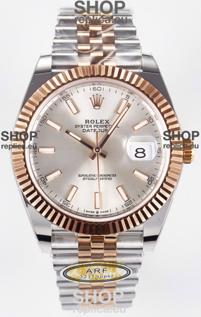 Rolex Super Clone Datejust ETA 3235 Movement 41MM Two Tone Rose Gold Plating Steel Dial Watch