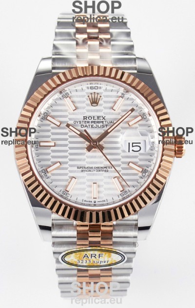 Rolex Super Clone Datejust ETA 3235 Movement 41MM Two Tone Rose Gold Plating Fluted Dial Watch