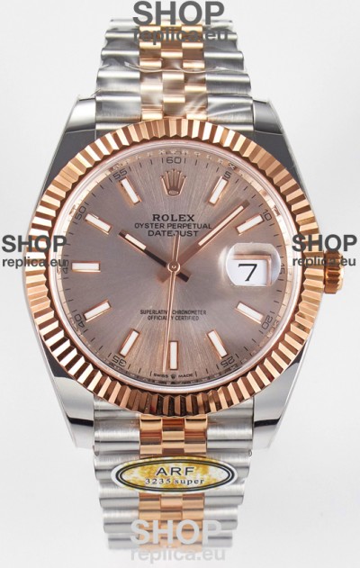Rolex Super Clone Datejust ETA 3235 Movement 41MM Two Tone Rose Gold Plating and Dial Watch