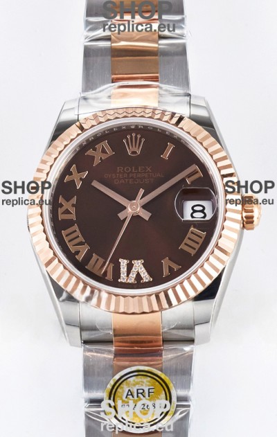 Rolex Super Clone Datejust ETA 2688 Movement 31MM Two Tone Rose Gold Swiss Brown Dial