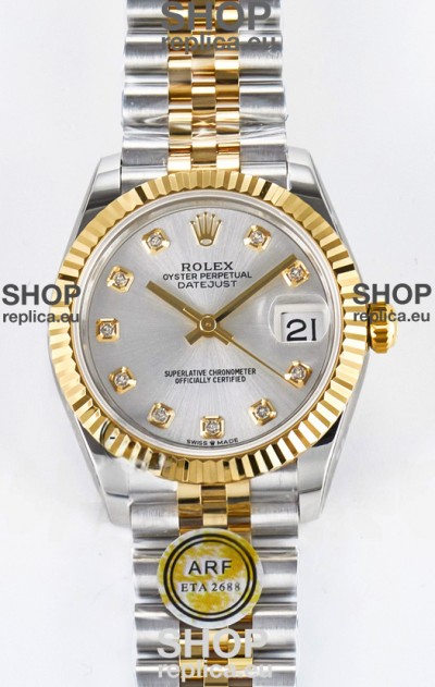Rolex Super Clone Datejust ETA 2688 Movement 31MM Two Tone Yellow Gold Steel Dial