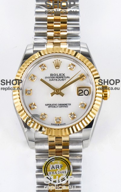 Rolex Super Clone Datejust ETA 2688 Movement 31MM Two Tone Yellow Gold Mother of Peal Dial