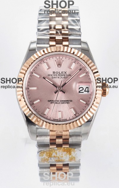 Rolex Super Clone Datejust ETA 2688 Movement 31MM Two Tone Rose Gold Swiss Champange Dial