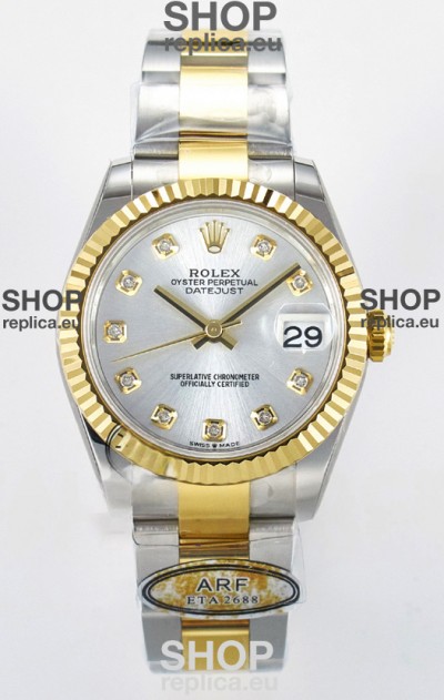Rolex Super Clone Datejust ETA 2688 Movement 31MM Two Tone Yellow Gold Swiss Steel Dial 