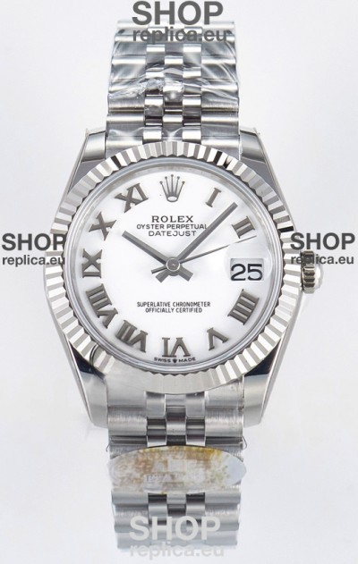 Rolex Super Clone Datejust ETA 2688 Movement 31MM Stainless Steel White Roman Dial Watch 
