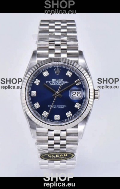 Rolex Datejust 126234 36MM Swiss Replica in 904L Steel in Blue Dial 1:1 Mirror Replica
