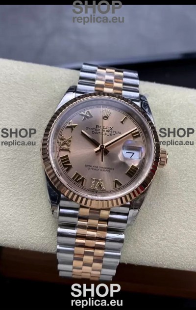 Rolex Datejust 126231-0027 36MM Swiss Replica in 904L Steel in Gold Dial 1:1 Mirror Replica