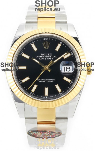 Rolex Datejust M126333 41MM ETA3235 72 Hours Power Black Dial Oyster 1:1 Mirror Replica Yellow Gold 904L Steel