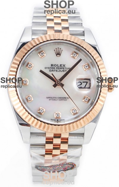 Rolex Datejust M126333 41MM ETA3235 72 Hours Power Pearl Dial Jubilee 1:1 Mirror Replica Rose Gold 904L Steel