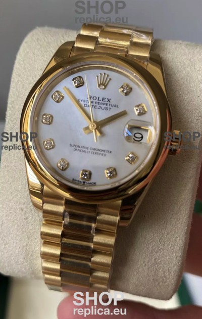 Rolex Datejust M278248 31MM Swiss Replica in Gold - White Pearl Dial 1:1 Mirror Quality 