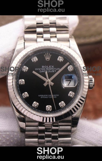 Rolex Datejust 126234 36MM Swiss Replica in 904L Steel in Black Dial 1:1 Mirror Replica