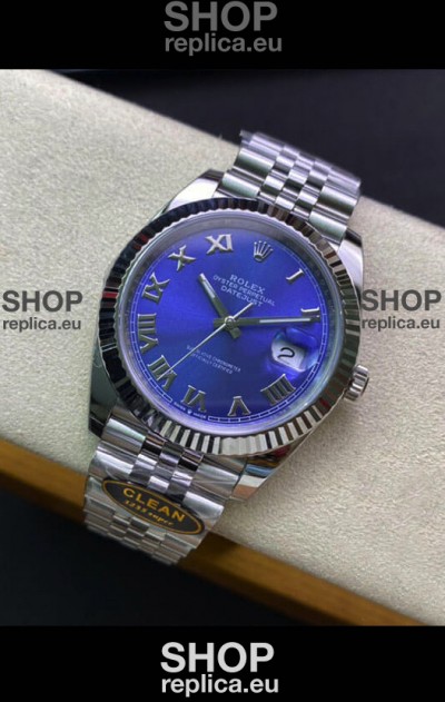 Rolex Datejust 41MM Swiss Replica in 904L Steel in Blue Dial - 1:1 Mirror Replica