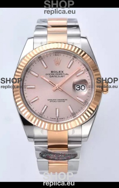 Rolex Datejust Cal.3235 Movement 1:1 Mirror Replica 904L Steel 41MM Two Tone Rose Gold Casing