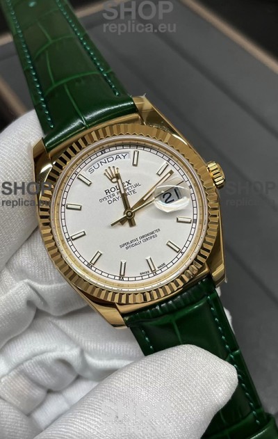 Rolex Day Date Yellow Gold Casing Watch in White Dial 36MM - 1:1 Mirror Quality 