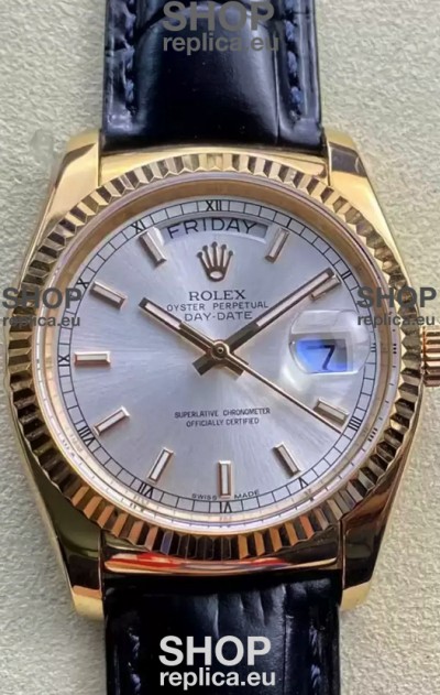 Rolex Day Date Yellow Gold Casing Watch in Steel Dial 36MM - 1:1 Mirror Quality 