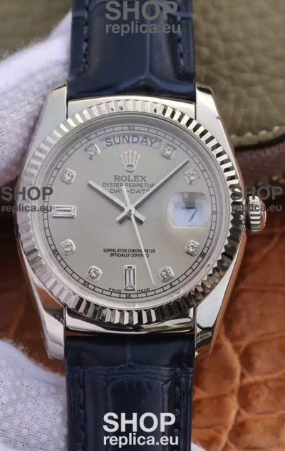 Rolex Day Date 904L Steel Casing Watch in Grey Dial 36MM - 1:1 Mirror Quality 