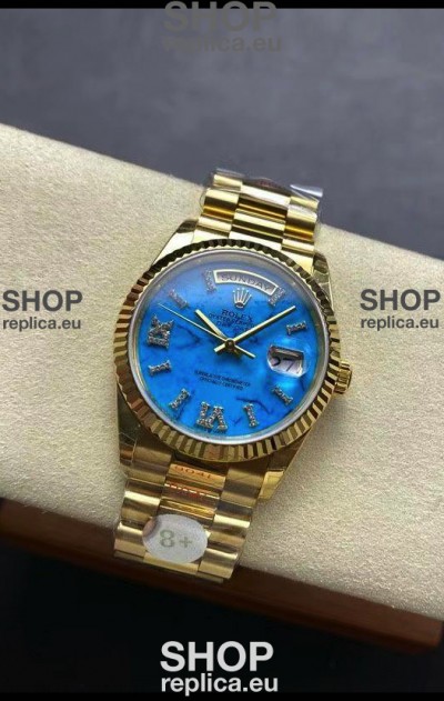 Rolex Day Date Turquoise Set 18K Yellow Gold Watch 36MM - 1:1 Mirror Replica Watch 