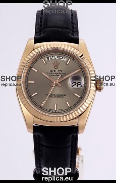 Rolex Day Date Rose Gold 904L Steel Casing Watch in Gold Dial 36MM - 1:1 Mirror Quality