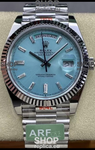 Rolex Day Date 904L Stainless Steel Tiffany Blue Stick Dial Watch 40MM - 1:1 Mirror Quality