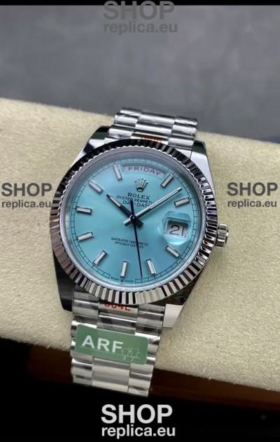 Rolex Day Date 904L Stainless Steel Tiffany Blue Stick Dial Watch 40MM - 1:1 Mirror Quality