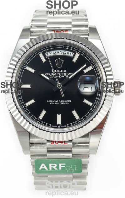 Rolex Day Date Presidential Stainless Steel Black Dial Watch 40MM - 1:1 Mirror Quality
