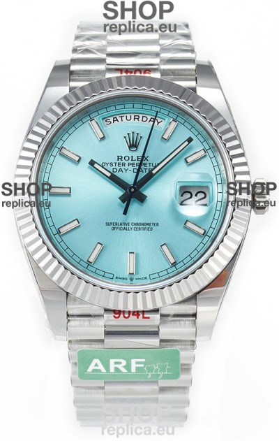Rolex Day Date 904L Stainless Steel Tiffany Blue Stick Dial Watch 40MM - 1:1 Mirror Quality