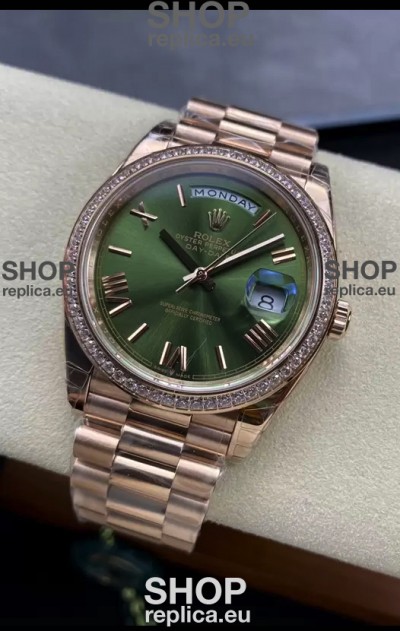 Rolex Day Date Presidential 18K Rose Gold Watch 40MM - Olive Green Dial 1:1 Mirror Quality