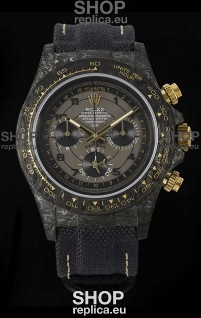 Rolex Daytona Super Clone Watch in Grey Dial Grey Carbon Casing 1:1 Mirror Replica