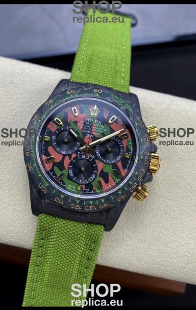 Rolex Daytona DiW Military Green Edition Watch - Forged Cabon Casing 1:1 Mirror Replica