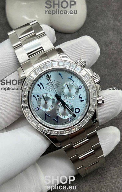 Rolex Cosmograph Daytona ICE Blue Dial Diamonds Bezel Cal.4130 Movement - 904L Steel Watch