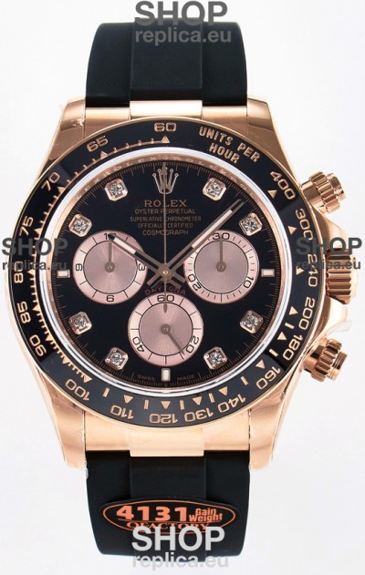Rolex Cosmograph Daytona M126515 Rose Gold Black Diamonds Dial Original Cal.4131 Movement Watch 