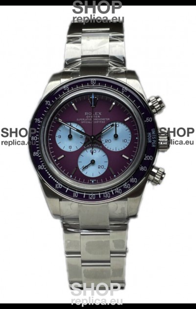 Rolex Daytona 116508 Warm Burgundy De Geneve Stainless Steel Watch Swiss Replica 