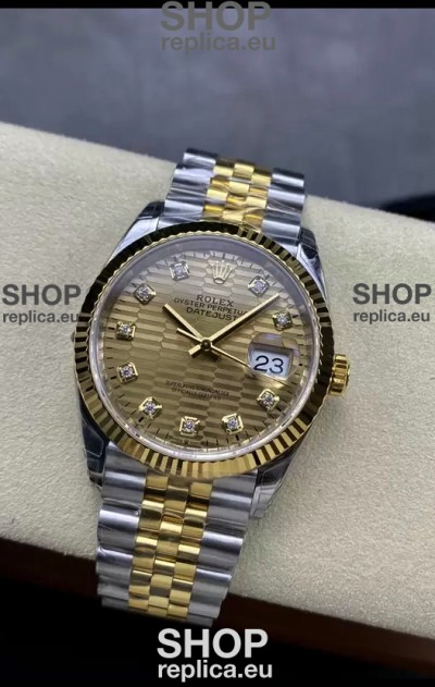 Rolex Datejust Cal.3235 Movement 1:1 Mirror Replica 904L Steel 36MM - Gold Fluted Motif Dial
