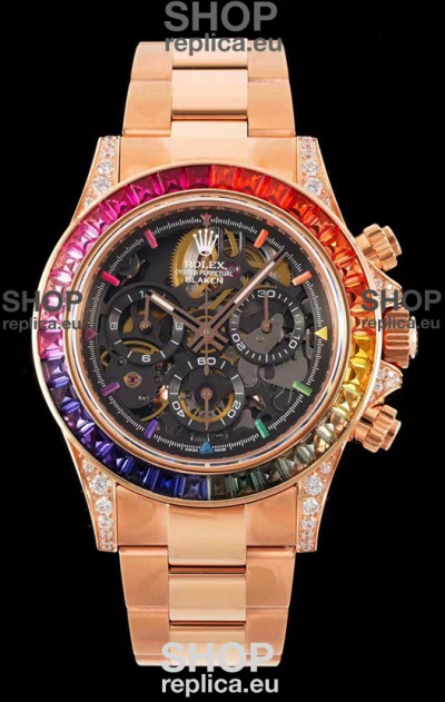Rolex Daytona Blaken Gold 1:1 Swiss Mirror Replica Skeleton Dial Cal.4130 Movement