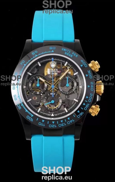 Rolex Daytona Blaken Blue 1:1 Swiss Mirror Replica Skeleton Dial Cal.4130 Movement