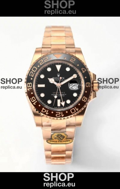 Rolex GMT Masters II Super Clone Root Beer 126711CHNR Rose Black Dial Swiss Replica Watch 