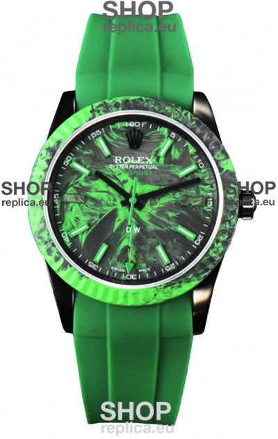 Rolex Milgauss DiW Green Carbon Casing Watch - ETA2836 Automatic Movement in Green Strap 