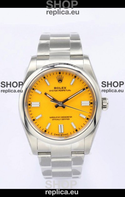 Rolex Oyster Perpetual REF#126000 36MM Swiss Movement Swiss Replica Yellow Dial 904L Steel 1:1 Mirror Replica Watch